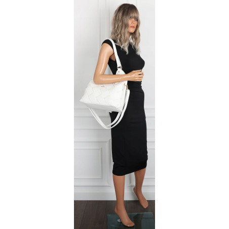 Torebka Damska Shopper Modna Pojemna A4 Torba na Ramię Pasek CH3357 Biała