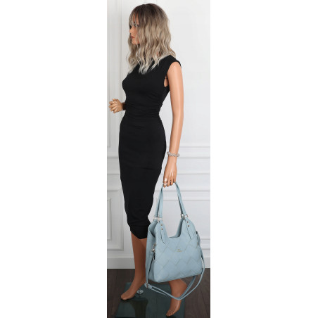 Torebka Damska Shopper Modna Pojemna Torba na Ramię Pasek CH3357 Niebieska