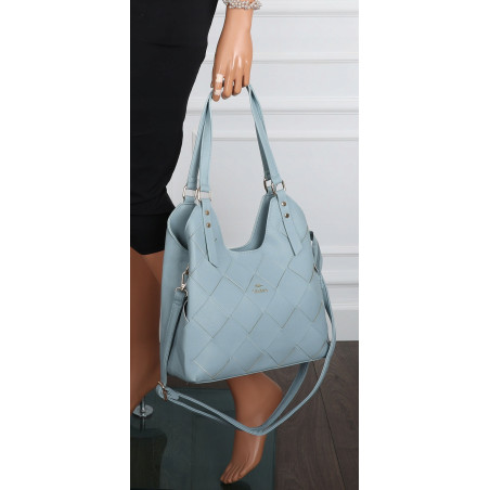 Torebka Damska Shopper Modna Pojemna Torba na Ramię Pasek CH3357 Niebieska