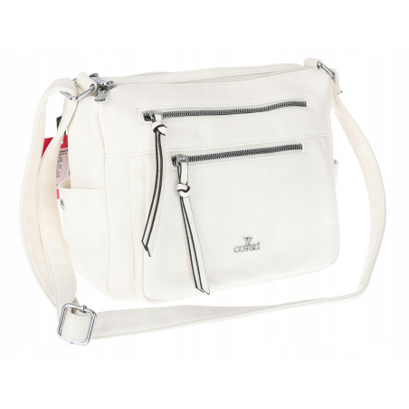 Torebka Damska Listonoszka Modna Pojemna Torba na Ramię Cross L791A Biała