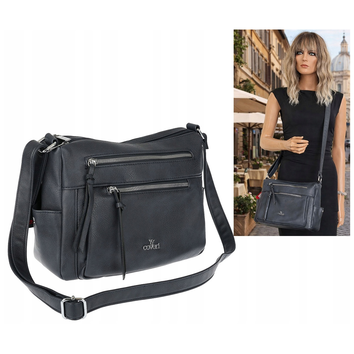 Torebka Damska Listonoszka Modna Pojemna Torba na Ramię L791A Granatowa