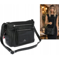 Torebka Damska Listonoszka Modna Pojemna  Torba na Ramię Cross L791A Czarna