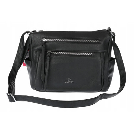 Torebka Damska Listonoszka Modna Pojemna  Torba na Ramię Cross L791A Czarna