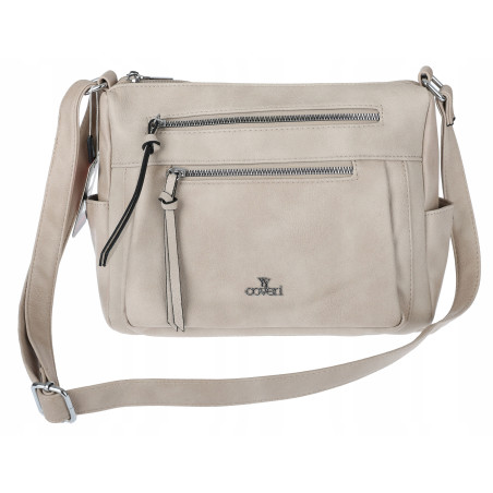 Torebka Damska Listonoszka Modna Pojemna Torba na Ramię Cross L791A Beżowa