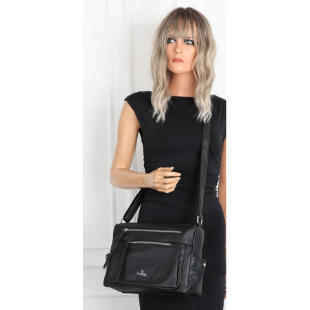 Torebka Damska Listonoszka Modna Pojemna  Torba na Ramię Cross L791A Czarna