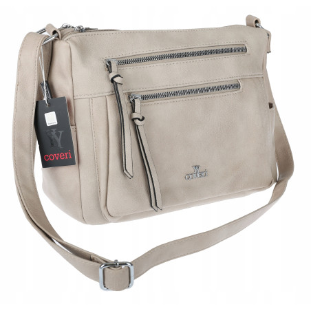 Torebka Damska Listonoszka Modna Pojemna Torba na Ramię Cross L791A Beżowa