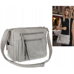 Torebka Damska Listonoszka Modna Pojemna Torba na Ramię Cross L791A Szara