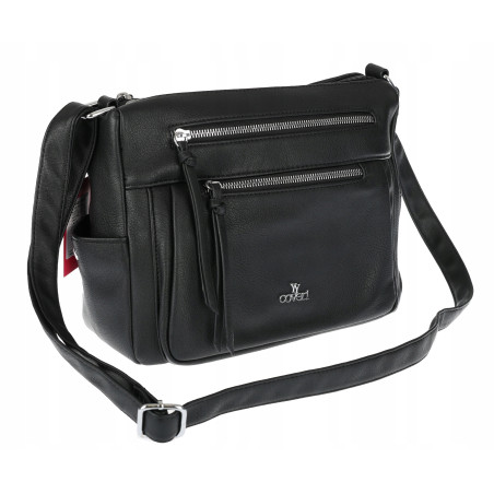 Torebka Damska Listonoszka Modna Pojemna  Torba na Ramię Cross L791A Czarna