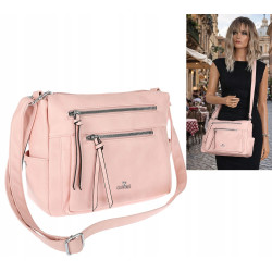 Torebka Damska Listonoszka Modna Pojemna Torba na Ramię Cross L791A Różowa