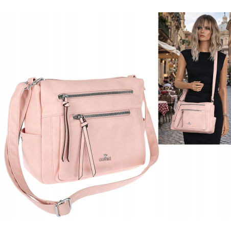 Torebka Damska Listonoszka Modna Pojemna Torba na Ramię Cross L791A Różowa