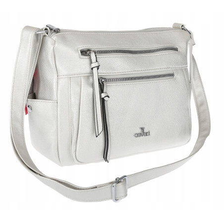 Torebka Damska Listonoszka Modna Pojemna Torba na Ramię Cross L791A Srebrna