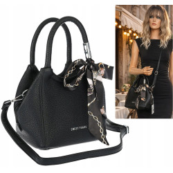 Torebka damska elegancka na ramię z apaszką klasyczna modna YM22 Czarna