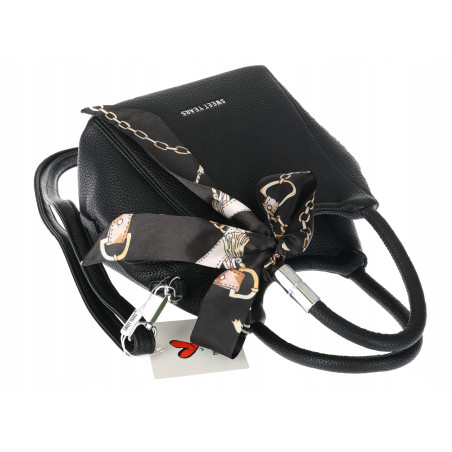 Torebka damska elegancka na ramię z apaszką klasyczna modna YM22 Czarna