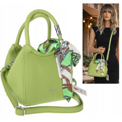 Torebka damska elegancka na ramię z apaszką klasyczna modna YM22 Zielona