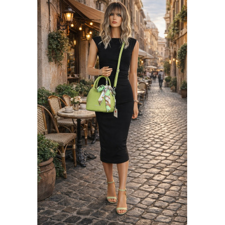 Torebka damska elegancka na ramię z apaszką klasyczna modna YM22 Zielona