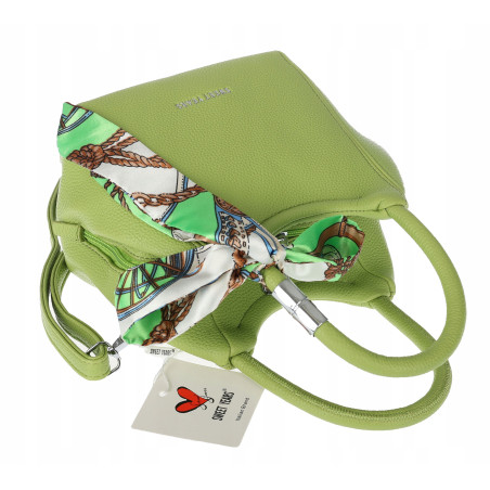 Torebka damska elegancka na ramię z apaszką klasyczna modna YM22 Zielona