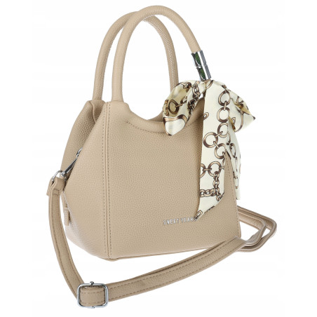 Torebka damska elegancka na ramię z apaszką klasyczna modna YM22 Beżowa