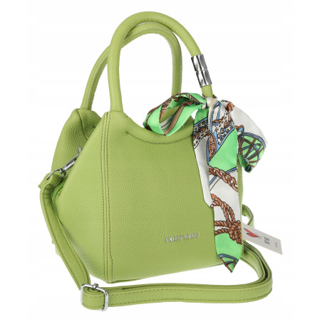 Torebka damska elegancka na ramię z apaszką klasyczna modna YM22 Zielona