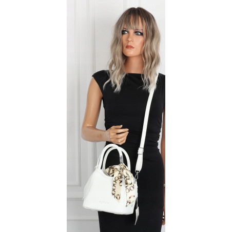 Torebka damska elegancka na ramię z apaszką klasyczna modna YM22 Biała