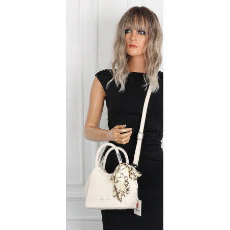 Torebka damska elegancka na ramię z apaszką klasyczna modna YM22 Beżowa
