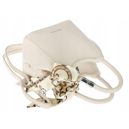 Torebka damska elegancka na ramię z apaszką klasyczna modna YM22 Beżowa