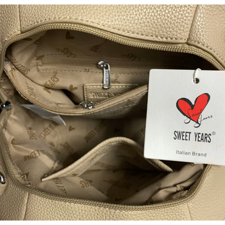 Torebka damska elegancka na ramię z apaszką klasyczna modna YM22 Beżowa