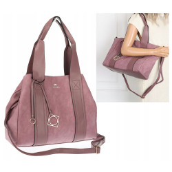 Torebka Damska Shopperka Pojemna Duża A4 Modna Torba kuferek CH339 Różowa