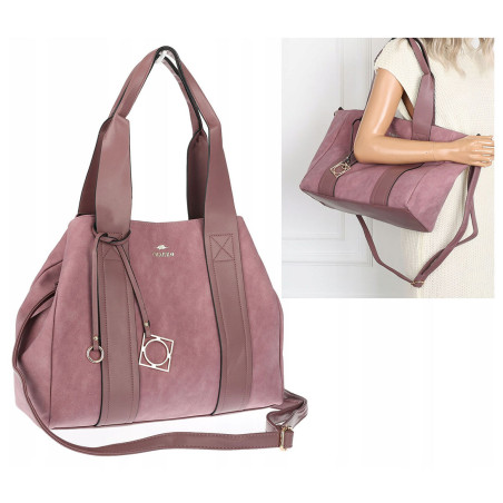 Torebka Damska Shopperka Pojemna Duża A4 Modna Torba kuferek CH339 Różowa