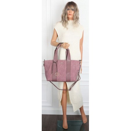 Torebka Damska Shopperka Pojemna Duża A4 Modna Torba kuferek CH339 Różowa