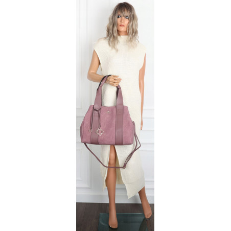 Torebka Damska Shopperka Pojemna Duża A4 Modna Torba kuferek CH339 Różowa
