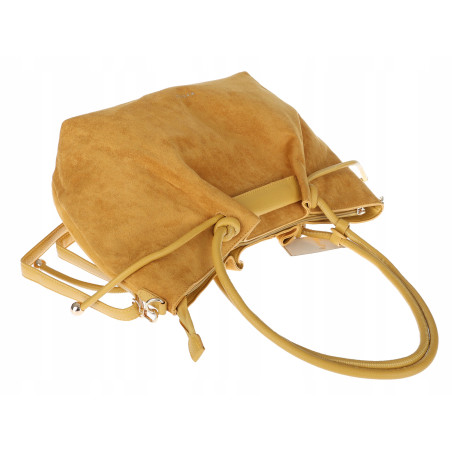 Torebka damska zamszowa shopper duża A4 torba na ramię worek CM9875 Żółta