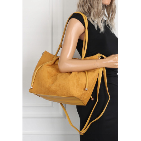 Torebka damska zamszowa shopper duża A4 torba na ramię worek CM9875 Żółta