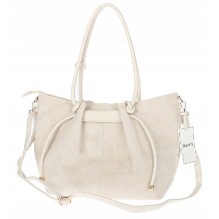 Torebka damska zamszowa shopper duża A4 torba na ramię worek CM9875 Beżowa