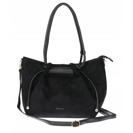 Torebka damska zamszowa shopper duża A4 torba na ramię worek CM9875 Czarna