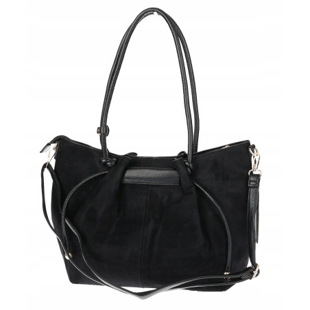 Torebka damska zamszowa shopper duża A4 torba na ramię worek CM9875 Czarna