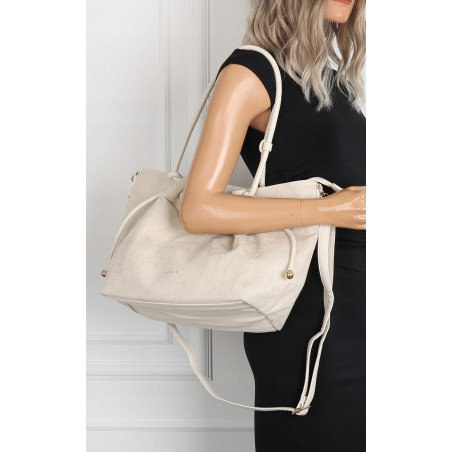 Torebka damska zamszowa shopper duża A4 torba na ramię worek CM9875 Beżowa
