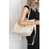 Torebka damska zamszowa shopper duża A4 torba na ramię worek CM9875 Beżowa