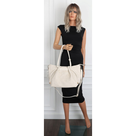 Torebka damska zamszowa shopper duża A4 torba na ramię worek CM9875 Beżowa