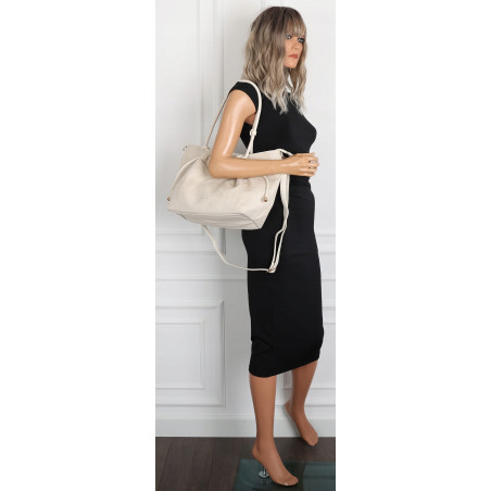 Torebka damska zamszowa shopper duża A4 torba na ramię worek CM9875 Beżowa