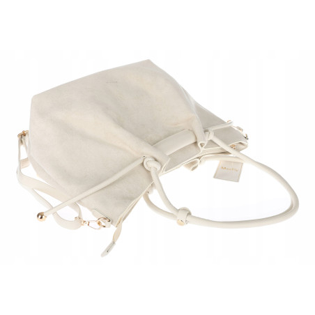 Torebka damska zamszowa shopper duża A4 torba na ramię worek CM9875 Beżowa