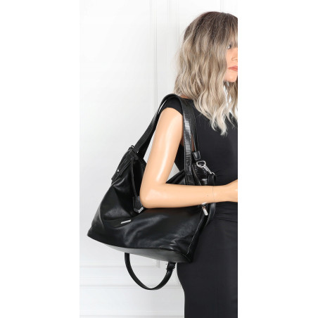 Torebka Damska Listonoszka Worek Shopper Modna Torba na Ramię SR56 Czarna