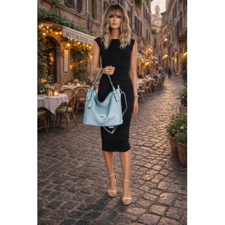 Torebka Damska Listonoszka Worek Shopper Duża Torba na Ramię SR56 Niebieska