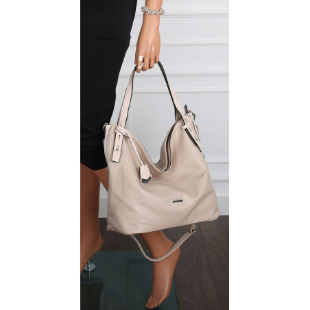 Torebka Damska Listonoszka Worek Shopper Modna Torba na Ramię SR56 Beżowa