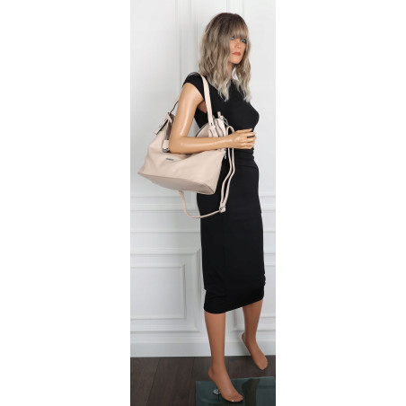 Torebka Damska Listonoszka Worek Shopper Modna Torba na Ramię SR56 Beżowa