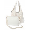 Torebka Damska Ażurowa Worek Shopper 2w1 Modna Pojemna Torba CH28 Biała