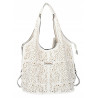 Torebka Damska Ażurowa Worek Shopper 2w1 Modna Pojemna Torba CH28 Biała