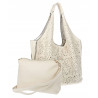 Torebka Damska Ażurowa Worek Shopper 2w1 Modna Pojemna Torba CH28 Beżowa