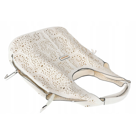 Torebka Damska Ażurowa Worek Shopper 2w1 Modna Pojemna Torba CH28 Biała