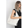 Torebka Damska Ażurowa Worek Shopper 2w1 Modna Pojemna Torba CH28 Biała