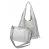 Torebka Damska Ażurowa Worek Shopper 2w1 Modna Pojemna Torba CH28 Srebrna